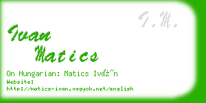 ivan matics business card